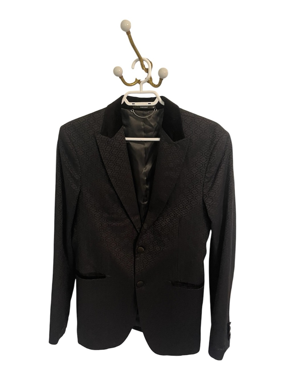 Dolce & Gabbana Black Jacquard Velvet Collar Blazer Suits Collection Winter 2014